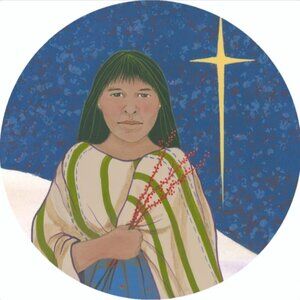 Native American Art on Tile Ornaments - Set of 9 (JEANNE ROREX BRIDGES)